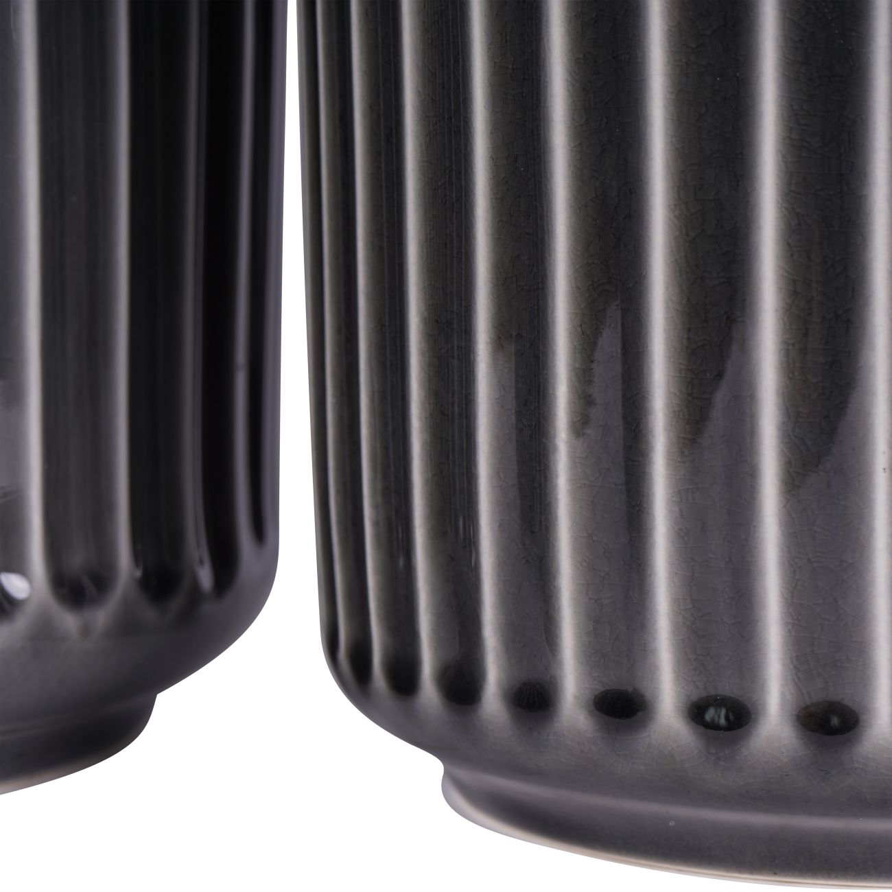 Set of 3 Medini Reactive Glaze Ceramic Black Planters